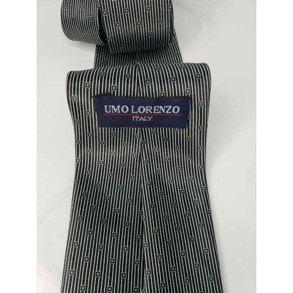 Umo Lorenzo Mens Gray Abstract Necktie Tie New - Picture 2 of 7